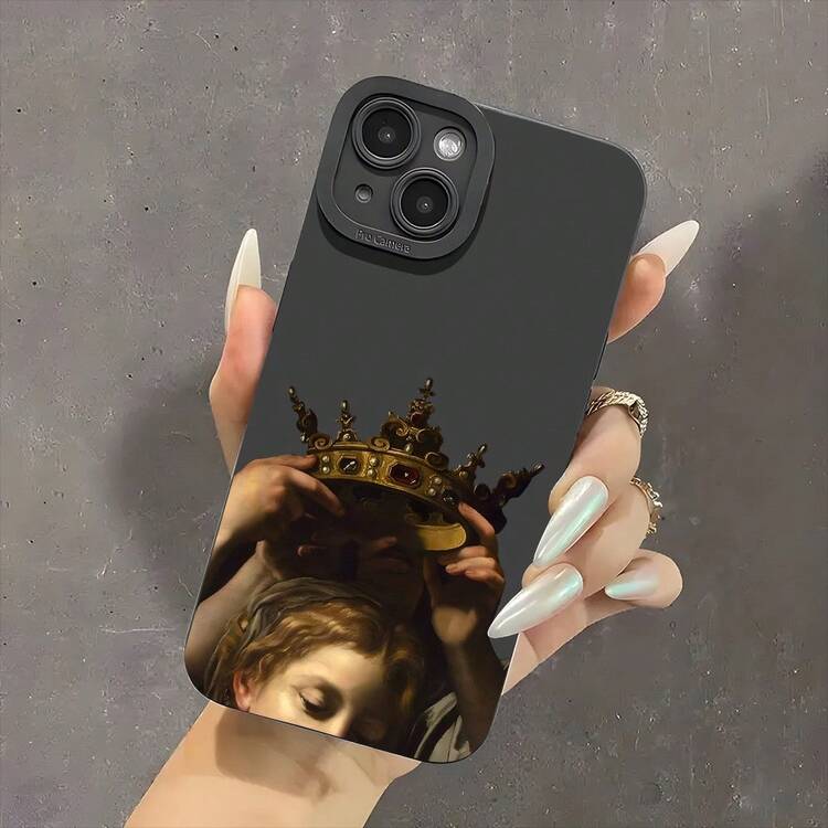 Estuche de teléfono de arte retro discreto para iPhone 16 11 15 14 13 12 Pro Max XR Plus, estuche de teléfono negro genial, regalos de cumpleaños de Navidad para mujeres y hombres, regalos de graduación para amigos - Negro - Añade 5