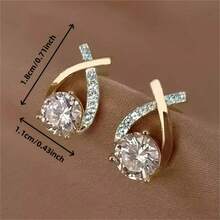 Exquisite Diamond-Studded Cross-Light Luxury Temperament Niche High-End Design Earrings - Vàng - Xem 9