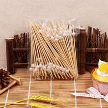10/20/30/50/100/200pcs Elegant White Pearl Fruit Picks - 4.7 Inch Bamboo Toothpicks, Suitable For Appetizers And Beverages, Perfect For Parties And Weddings