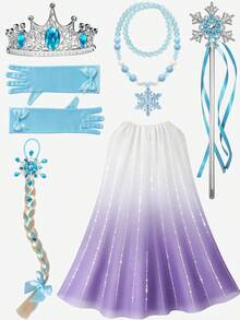Princess Dress For Girls, Light Up Dress Up Costumes For Festival Cosplay Costume, Birthday Party Dress - 藍色 - 查看 9