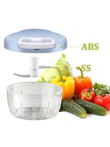 1 件迷你蒜蓉洋葱切碎机，手动食品加工蔬菜切碎机，串式蔬菜切碎机洋葱切碎机，适用于姜、辣椒、蔬菜和水果 - 彩色 - 查看 2