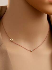 Tsnamer 1 件侧向首字母项链简约 26 个字母 A-Z 个性化名字颈链项链适合女士女孩搭配日常珠宝礼物 - 項鍊 - 查看 57