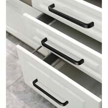Black Aluminum Alloy Handle, Fashionable Kitchen Cabinet Knob And Drawer Pull (Set: Handles + Screws)