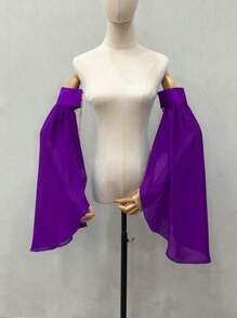 1pc Black Chiffon With Puff Sleeves & Grim 2 Elastic For Halloween Party Bride Sleeve Accessory