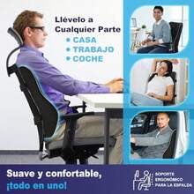 Apoyo Lumbar Soporte Lumbar para Sillacon Espuma con Memoria Diseño Ergonomico Transpirable Aliviar El Dolor de Espalda Adecuado para Auto Viajes y Hogar - Negro2 - Ver 6