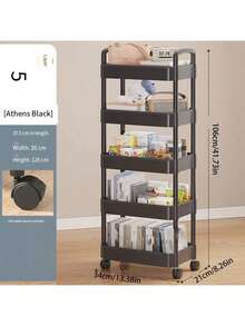 1pc Rolling Utility Cart With Handle, Multi-Functional Rolling Cart With Wheels For Office, Home, Kitchen, Garden, 3/4/5 Tier Rolling Cart - Multicolor - View 18