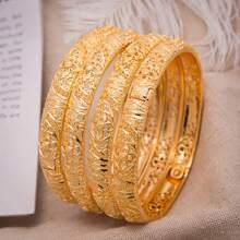 1pc Middle Eastern Style Luxury Bride Open Bangle Bracelet, Elegant Women Jewelry, Southeast Asia Accessories