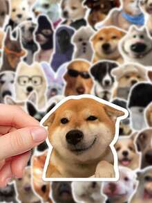 50 张搞笑小狗 MEME 贴纸合集，可用于剪贴簿、行李箱、笔记本电脑装饰，可作为送给好朋友、学校用品、返校礼物 - 彩色 - 查看 5