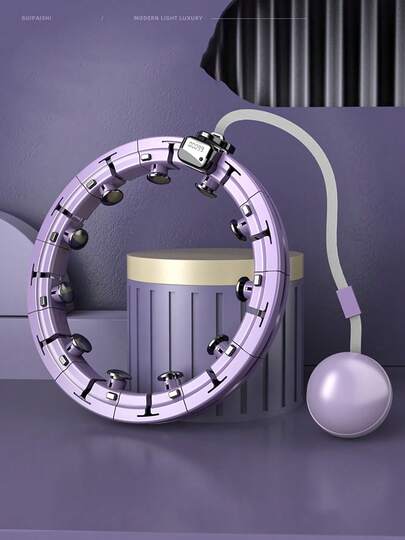 Aro de ejercicios con peso para bajar de peso en adultos – Círculo de fitness silencioso e inteligente con pelota – Dispositivo de entrenamiento abdominal para el hogar (desmontable y ajustable, con masaje)