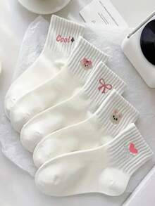 5/9 Đôi Tất Ngắn Họa Tiết Hoa Nơ Dễ Thương Cho Nữ, Phong Cách Đại Học, Thoải Mái Mềm Mại Thoáng Khí, Đơn Giản Đa Năng, Thích Hợp Cho Hàng Ngày, Thể Thao, Thường Ngày, Xuân Hè Thu - trắng - Xem 6