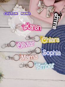 1pc Customized Name Bag Charm - Cute Cartoon Design, Perfect Gift For Girls & Friends. Customizable Acrylic Keychain. All-Year-Round Gift, Durable, Colorful, Adorable, Cute, Fun, Kawaii, Unisex, Casual, Personalized, Unique. Ideal Gift For Him, Her, Boyfriend, Family, Friends, Travel Accessories