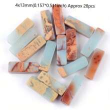 28 piezas/4x13mm Cuentas de piedra natural, cuentas cilíndricas columna y largas de tubo, cuentas de turquesa de sedimento marino para hacer joyas DIY, pulseras y collares hechos a mano, suministros artesanales, regalo para mujeres, materiales de abalorios de estilo bohemio, cuentas de piedras preciosas curativas, accesorios para fiestas de playa de verano, componentes de joyería nupcial y de boda