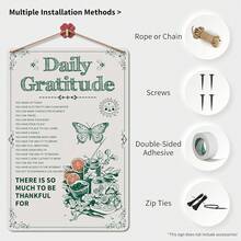 Room Decor Aesthetic A Few Daily Affirmations Motivational Wall Art Tin Metal Sign Pink Butterfly Wall Home Coffee Room Office Decor Gifts 8X12 Inches - 每日感恩 - 查看 3