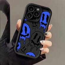 Funda de teléfono móvil de silicona suave con patrón de rostro alegre de dibujos animados, adecuada para iPhone 16/16 PLUS/16 pro/16 PROMAX, 15/15 plus/15 pro/15 PROMAX, 14/14 Plus/14 Pro/14 ProMax, 13/13 Pro/13 ProMax, 12/12 Pro/12 ProMax, 11/11 Pro/11 Pro, con protección contra caídas y golpes. - 1 pieza - Ver 1