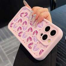 Funda para teléfono 1 pieza Rosa rayas amor anticaída suave 11/12/13/14/15/16 - Rosa - Ver 6