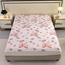Sanrio Sanrio Hello Kitty Flannel Throw Blanket - Contemporary Style, All Seasons Cozy Knitted Polyester, Digital Print, Multipurpose, Soft Texture, Machine Washable, 200-250gsm