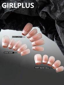 10 件棺材形状按压式指甲，法式尖头白色和渐变粉色方形指甲升级套装，适合女士和女孩美甲用品 - 淺粉色 - 查看 1