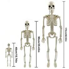 Esqueleto decorativo de Halloween de 40 cm/90 cm/170 cm, esqueleto de plástico com articulações móveis, pode ser usado para pendurar ou como escultura. Adequado para decorações externas de Halloween, casas mal-assombradas, festas, pátios, cemitérios e acessórios didáticos. - Branco - Ver 8