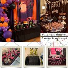 2pcs Black Sequined Tablecloths, 35 Inch Round Small Glitter Tablecloth For Birthday, Cake, Party, Christmas, Wedding, Home And Outdoor Decor - Multicolor - View 5