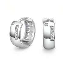 1 pièce de boucles d'oreilles créoles décoratives en argent sterling avec zirconium brillant, bijou d'oreilles élégant et simple, cadeau de mode pour femmes