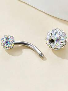 2pcs/Set Rhinestone Ball Navel Piercing, Suitable For Daily Wear