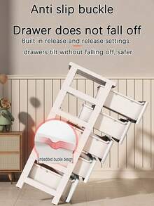 多层抽屉式收纳柜免组装床头五屉储物柜塑料加厚收纳箱可移动 - 彩色 - 查看 7