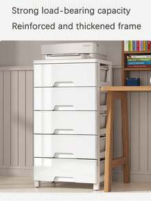 多层抽屉式收纳柜免组装床头五屉储物柜塑料加厚收纳箱可移动 - 彩色 - 查看 6