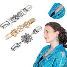 1pc/2pcs/3pcs Vintage Metal Sweater Cardigan Collar Clips, Fashion Shirt/Dress Lapel Pins, Women Non-Slip Clothing Clip, Multi-Functional Laundry Clips, Household & Kitchen Organizer