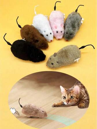 1PCSWind-Up Spring Plush Toy, Realistic Fake Mouse Can Run, Random Colors Of Cats&Dogs Pets Toys
