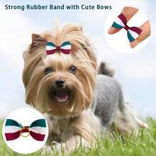 2025Hot SaleYxiang 100PCS Cute Pet Grooming Accessories - Colored Polka Dot Hair Bows With Rubber Bands For Small Dogs And Puppies Like Yorkies - 50 Pairs