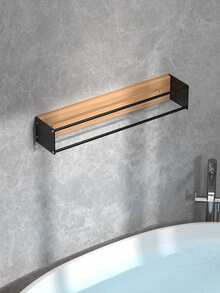 1 件浴室壁挂式毛巾架，毛巾收纳架，壁挂式毛巾架，易于安装，无需打孔或冲孔安装，适用于浴室毛巾收纳，卷起毛巾收纳，浴室配件 - 黑色 - 查看 5