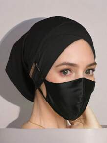Damen Hijab Islamischer Unterschal Fertig in einfarbig mit Ohröffnung, Hijab Schaltuch Bandanas Kappe als Unterkappe für Hijabs