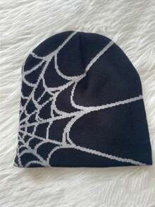 1pc/2pcs Halloween Spider Web Beanie Jacquard Knit Hat, Suitable For Back To School, Travel, Party, Casual, Daily Wear, Holiday Fall Outfit - Multicolor - View 20