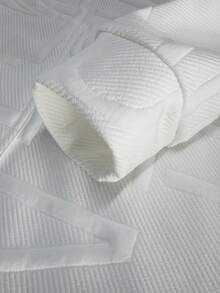 Men's Casual Sports Fashionable Hooded Plaid Jacquard Sweatshirt With Leather Label, Gift - White - View 4