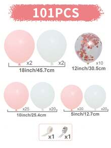 101pcs, Pink Rose Gold Babe Shower Latex Foil Confetti Decoration Balloon Chain Set, Pink Theme Gender Reveal Party Background Decorative Balloon Foil Confetti Decoration Arch Set, 1st Birthday Party Room Wall Decoration Balloons, Suitable For Baby Shower Party Welcome Baby Party Decorative Balloon Arch Kit, 1st Birthday Party Photo Props, Baby Shower Gifts, Gender Reveal Decoration, Including 99pcs Balloons & 2pcs Balloon Accessories - Pink White Rose Gold - View 4