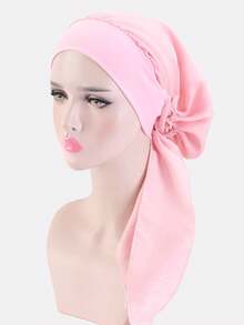 1 件女士弹性宽边仿丝头巾帽、睡帽、女士海盗帽、护发帽，适合日常使用 - 純色系 - 查看 12
