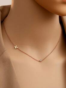 Tsnamer 1 件侧向首字母项链简约 26 个字母 A-Z 个性化名字颈链项链适合女士女孩搭配日常珠宝礼物 - 項鍊 - 查看 59