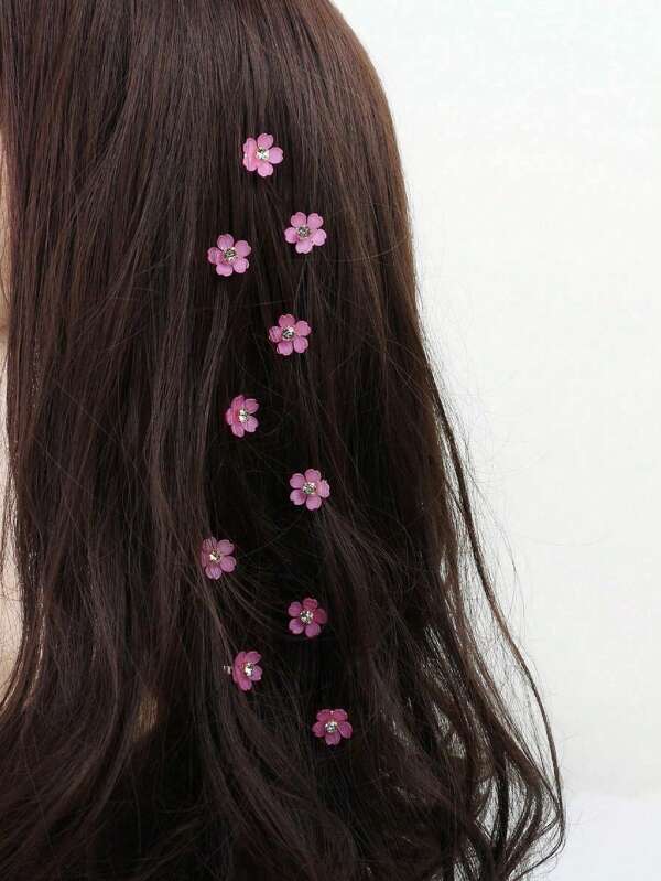 5 peças de grampos de cabelo com flores de strass, acessórios de cabelo trançados para praia de verão para mulheres, grampos de cabelo, presilhas de cabelo, presilhas de cabelo, presilhas de cabelo