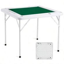 Mahjong Table 4 Player Folding Card Table AndampTable Mat Cup Holder Chip Tray - như hình ảnh - Xem 1