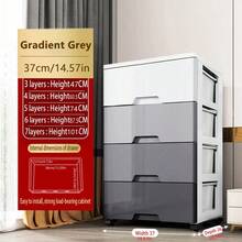 多层抽屉式收纳柜免组装床头五屉储物柜塑料加厚收纳箱可移动 - 彩色 - 查看 27