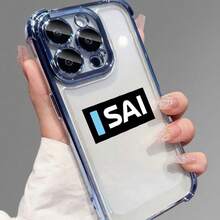 Funda de teléfono electrochapada con bolsas de aire en las cuatro esquinas y diseño con la letra "SAI", hecha de TPU - Verde - Ver 4