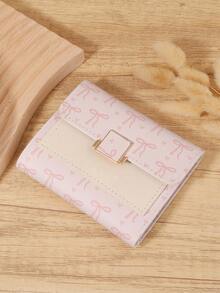 Pink Bow Love Pattern Fold Over Small Wallet Pocket Wallet Small Purse Bifold Slim Women Wallet Lightweight Portable Credit Card Key Case Short Wallet Cute Modern Fashion For Birthday Gift Christmas Anniversary Women Girls Lady,Business,For Anniversary,For Christmas,On Valentine Day,For Birthday Gift,For Gift,For Lover For Women,For Girls,For Lady,For Female,Bag School Supplies For School Dorm Room & Back To School - Pink - View 9