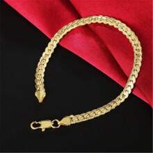 时尚 18k 金 925 纯银镀层 5 毫米男士珠宝饰品女士链条手链婚礼派对礼物 - 金色 - 查看 2