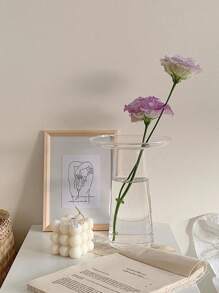 1 件装 T 型玻璃花瓶简约家居装饰水培干花花盆