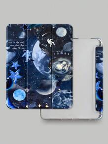 MoonBeautiful Pink Jellyfish Pattern Transparent Silicone Shock-Absorbing Stand With Pen Slot, Suitable For Galaxy Tab A8 10.5, S6 Lite 10.4, S7/S8/S9Inch. It Supports Sleep Awakening As A Holiday Gift