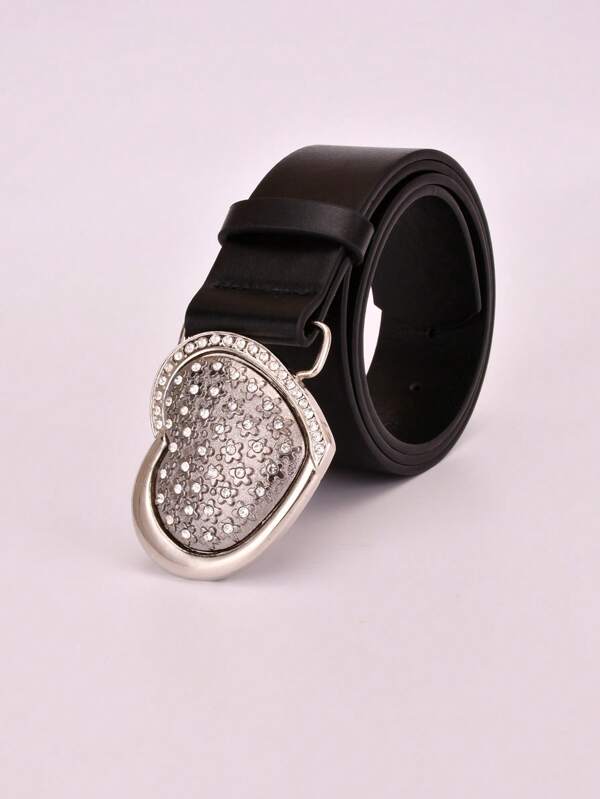 1pc Women's Casual Heart-Shaped Buckle Solid Color Waist Belt, Fashion Versatile Bohemian Retro Palace Style Party Cute Sexy Street Elegant PU Leather, Suitable For All Seasons