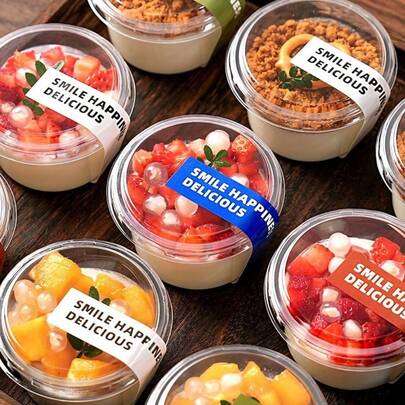 10/50/100pcs Reusable Pudding Cups With Lids And Stickers, Durable Shatterproof Yogurt Cups, Cream Cake Boxes, Transparent Dessert Cups, Suitable For Wedding, Party Cakes, Mousse, Ice Cream And Other Refrigerated And Portable Items (150ML)