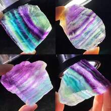 Cristais de fluorita azul-esverdeada-roxa natural, pedras minerais brutas, pingente, pedra de bolso, pequeno ornamento