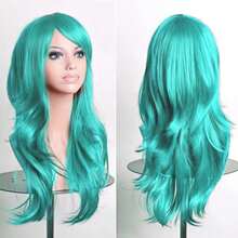 Soowee, pelucas sintéticas de 70cm de largo, peluca de Cosplay rosa y púrpura, pelo ondulado para disfraz de Halloween, postizos falsos para mujer XDMM - Morado - Ver 4