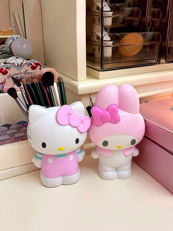 Sanrio 2pcs Sanrio Pen Holder Stationery Melody Makeup Brush Storage Tube, Desktop Storage Ornaments Gift, Pen Holder Stationery Melody Makeup Brush Storage Tube, Desktop Storage Ornaments Gift